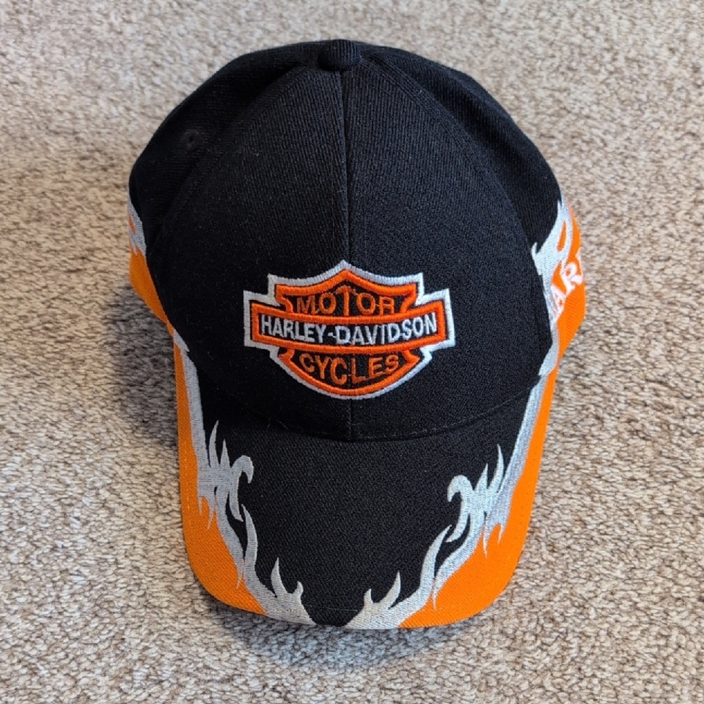 Harley-Davidson Black and Orange Flame Cap